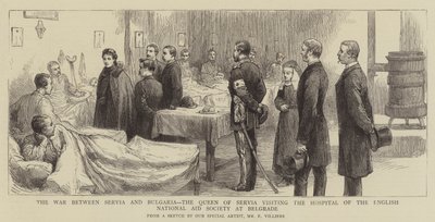 Der Krieg zwischen Serbien und Bulgarien, die Königin von Serbien besucht das Krankenhaus der Englischen Nationalen Hilfsgesellschaft in Belgrad von Frederic Villiers